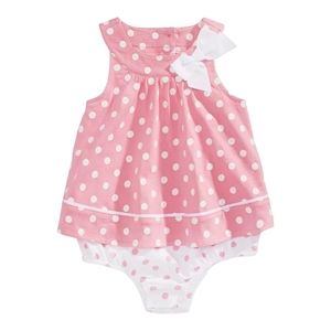Baby Girls Dotted Cotton Sunsuit, sizes 0-3, 6-9, 12, 18, 24mos(New)